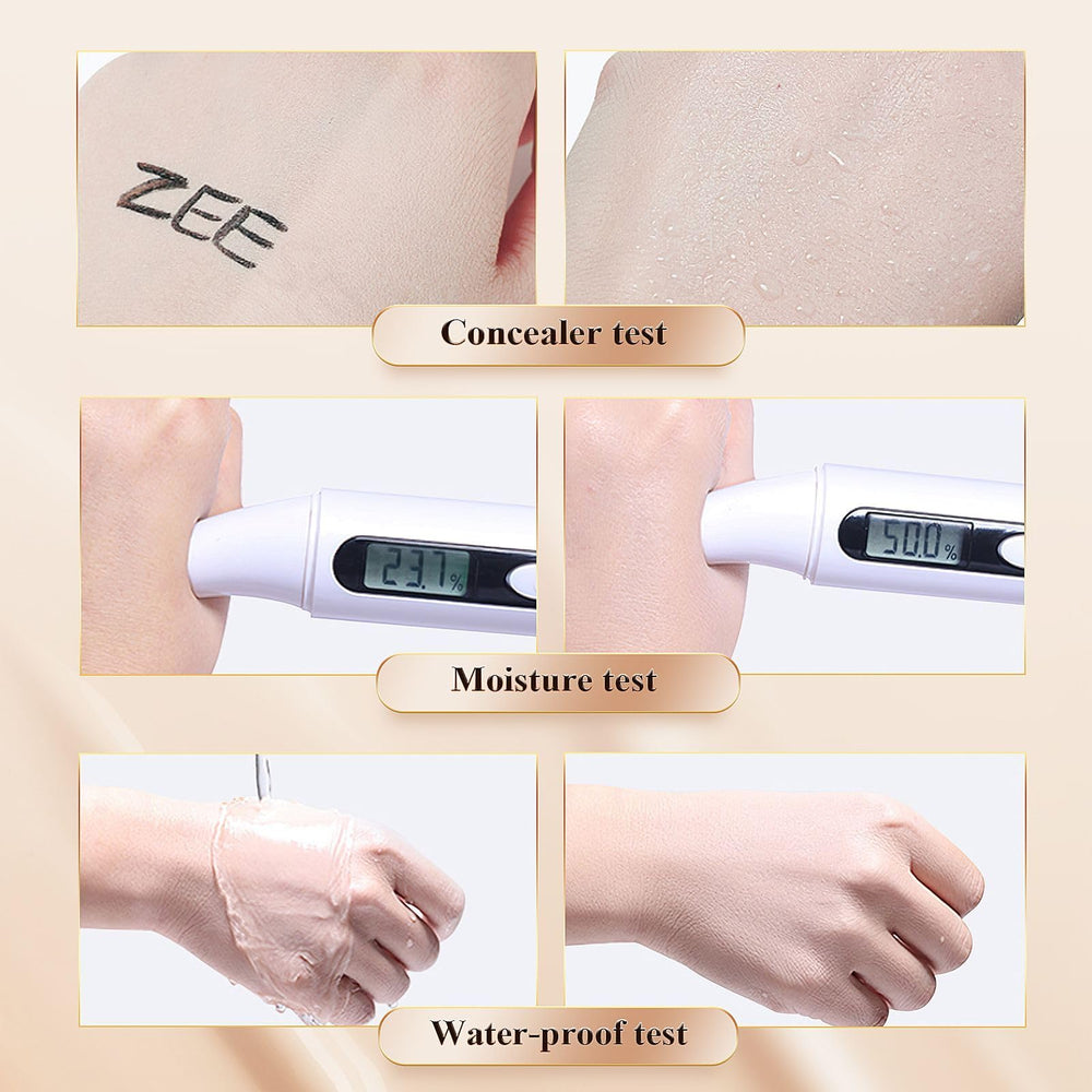 OETUIOW Stamp-and-pat application technique close-up for seamless makeup.