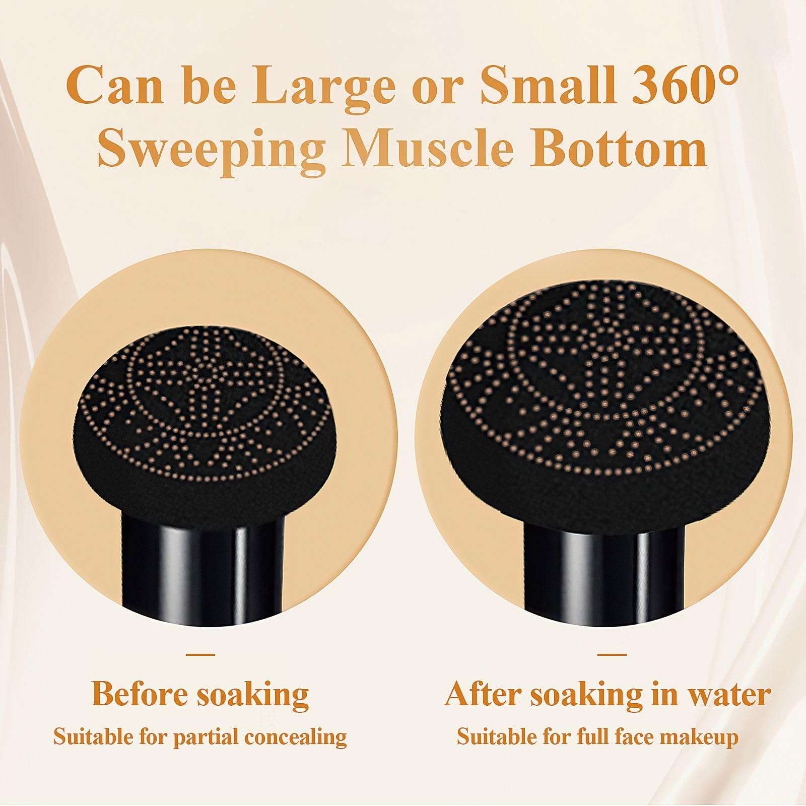 OETUIOW Water-activated makeup sponge close-up shows expansion when damp.