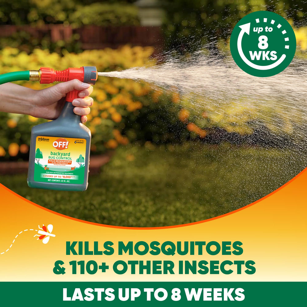 Perimeter coverage up to 16 000 sq ft with OFF! Backyard Bug Control Pretreat