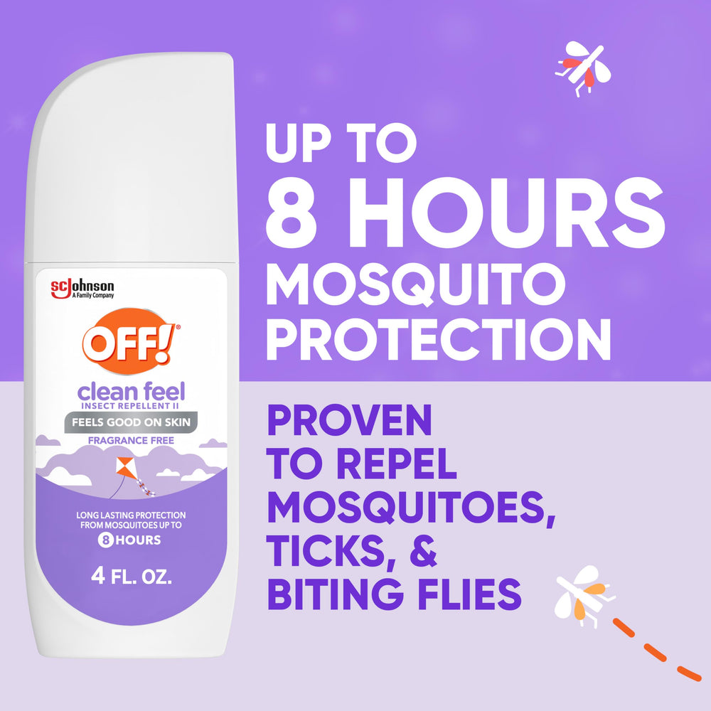 OFF! Clean Feel Spritz application mist ready for quick, non-sticky protection.