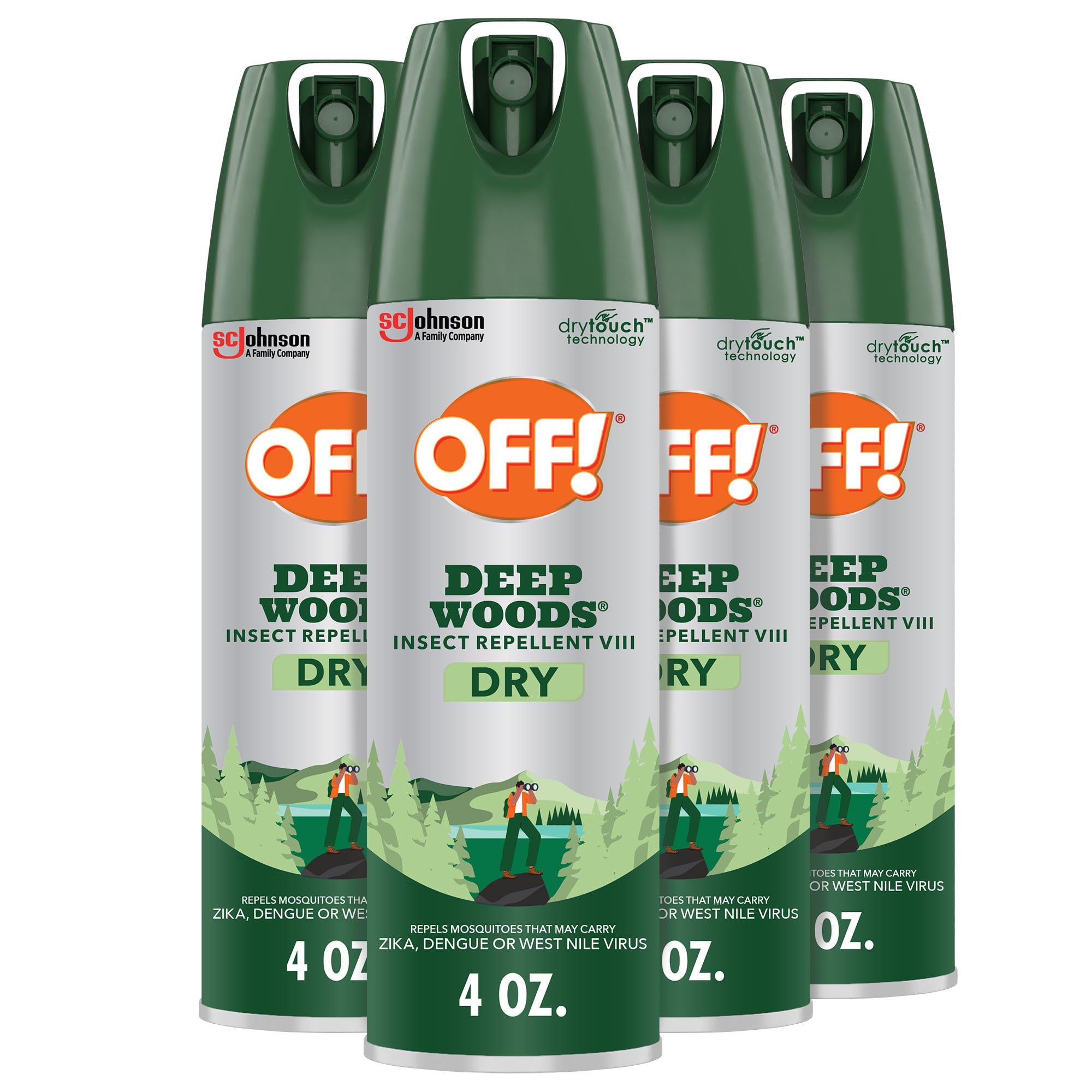 OFF! Deep Woods aerosol four-ounce cans ready for outdoor protection.