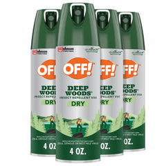 OFF! Deep Woods aerosol four-ounce cans ready for outdoor protection.