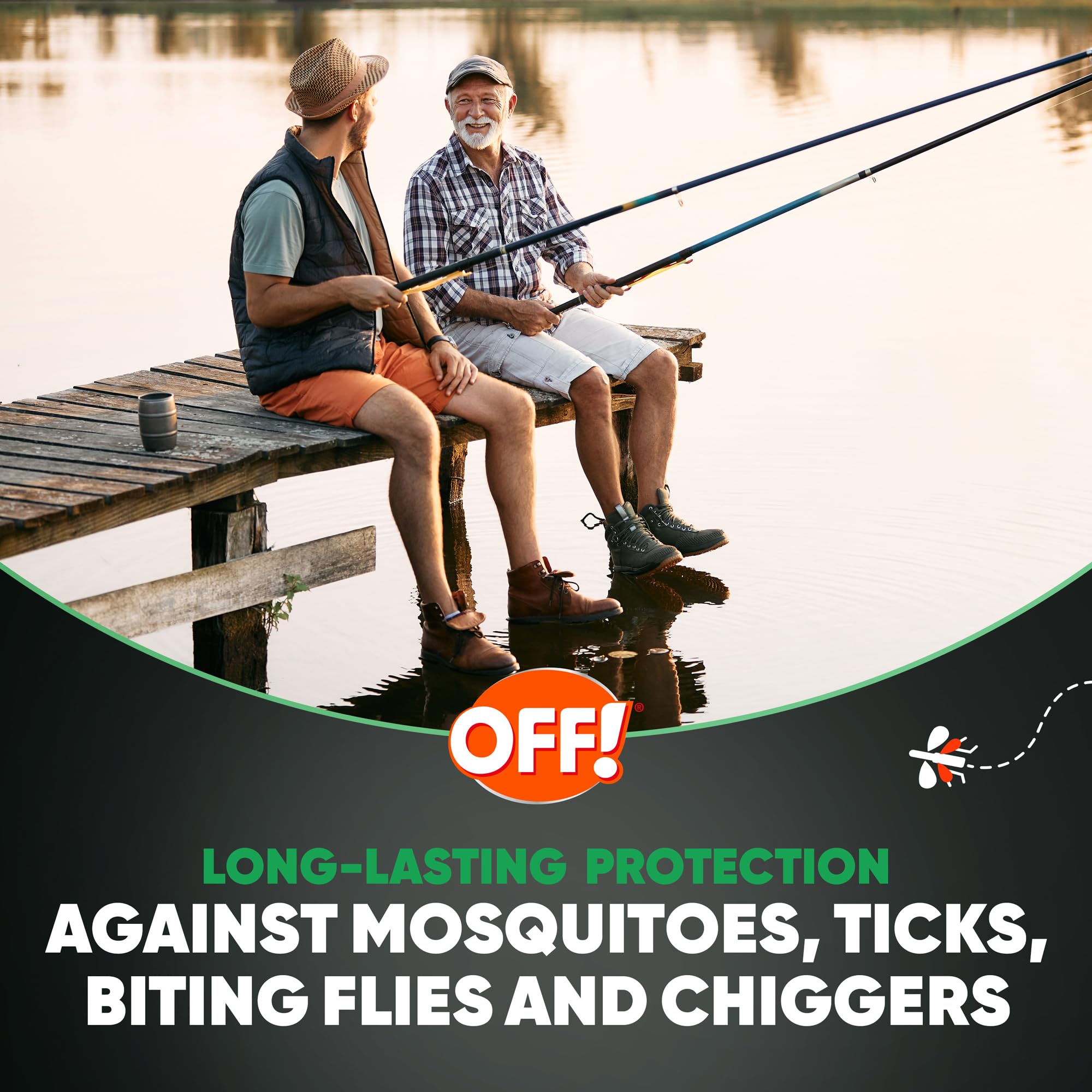 Close-up of OFF! Deep Woods Sportsmen aerosol label with DEET details