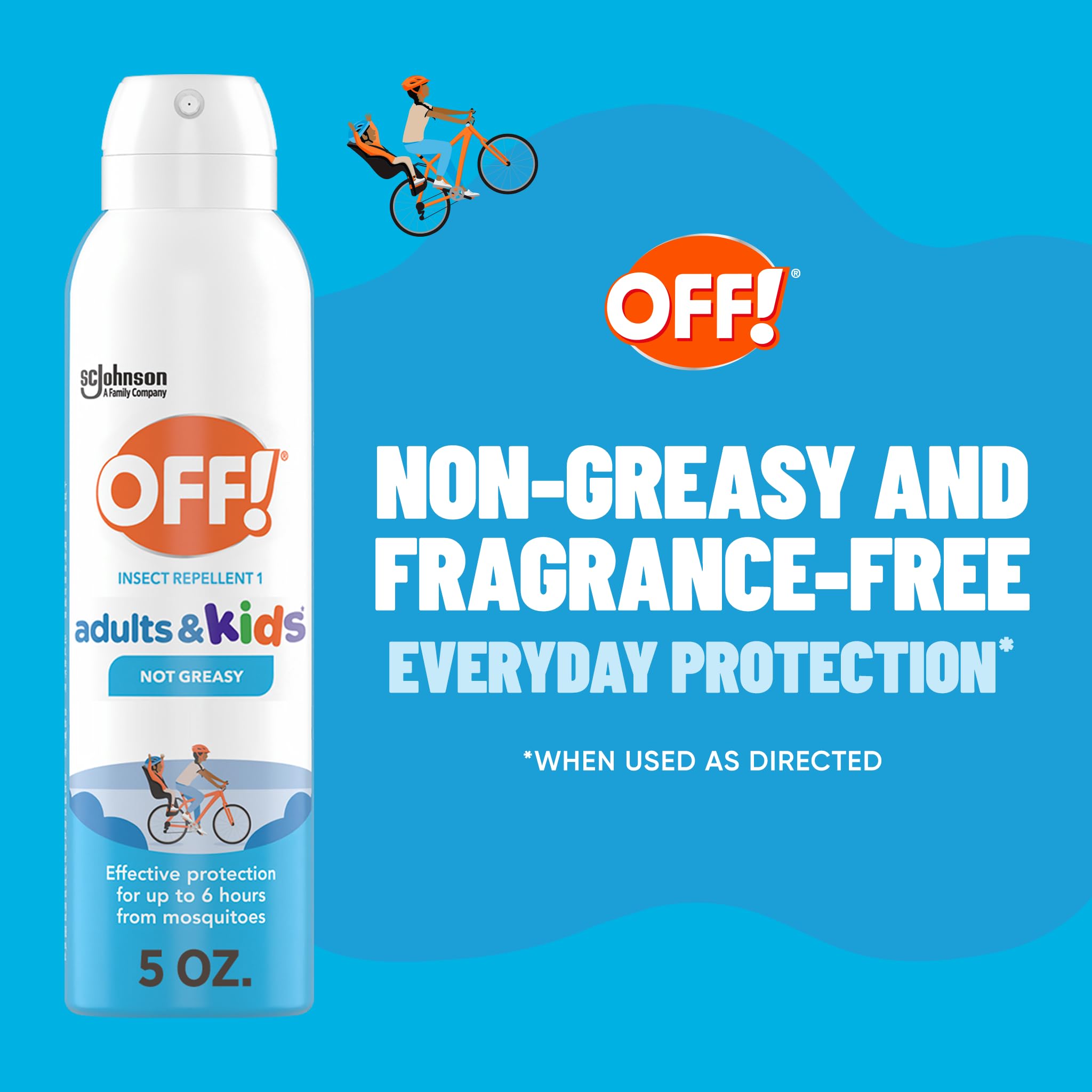 OFF! fragrance-free picaridin formula provides up to six hours of mosquito protection.