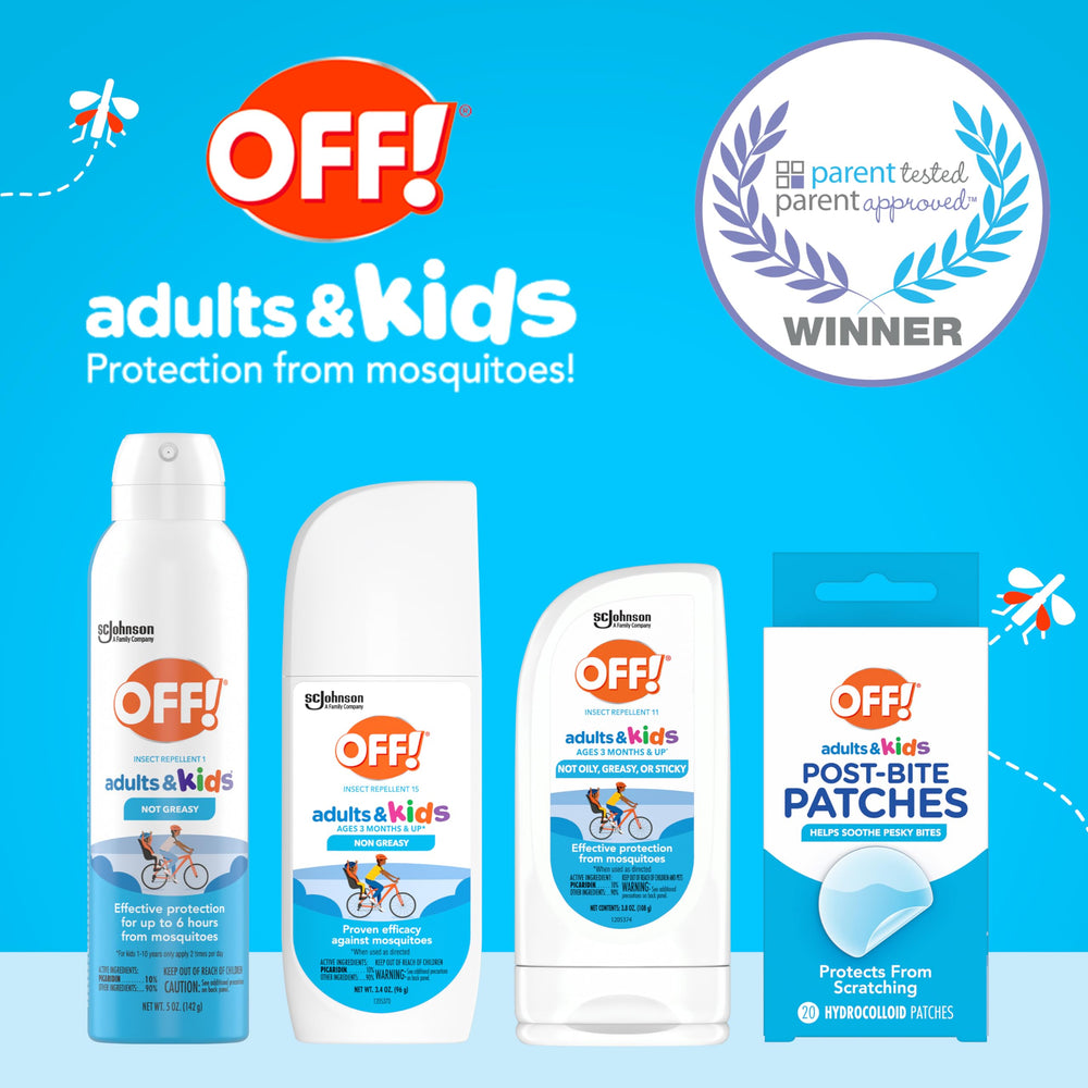 Child protected by OFF! insect repellent lotion from 3 months and up