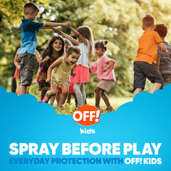 OFF! Kids insect repellent spray front label highlights botanically inspired protection