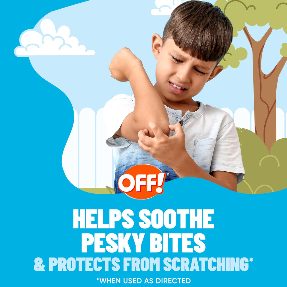 OFF! patches applied on skin demonstrate flush wear for comfortable bite care.
