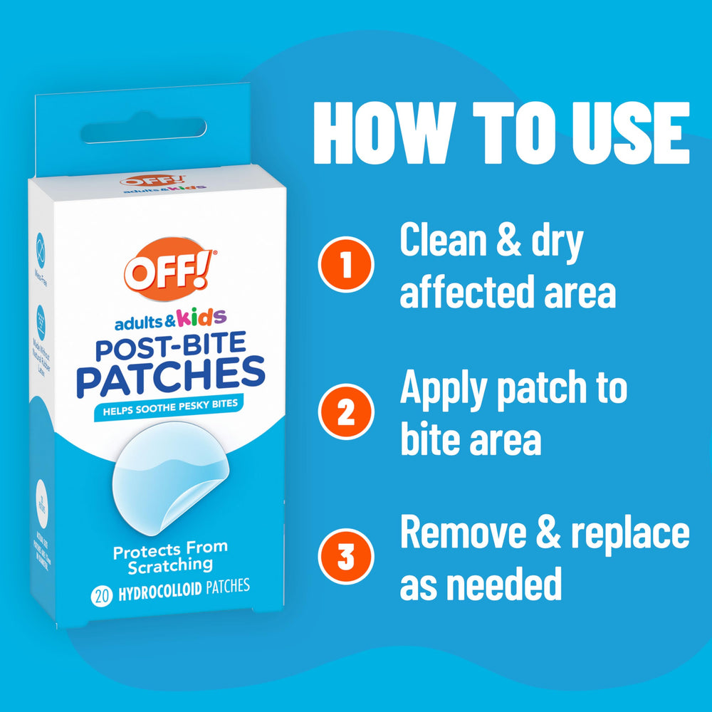 OFF! hydrocolloid closeup shows skin-friendly, latex-free patch design.