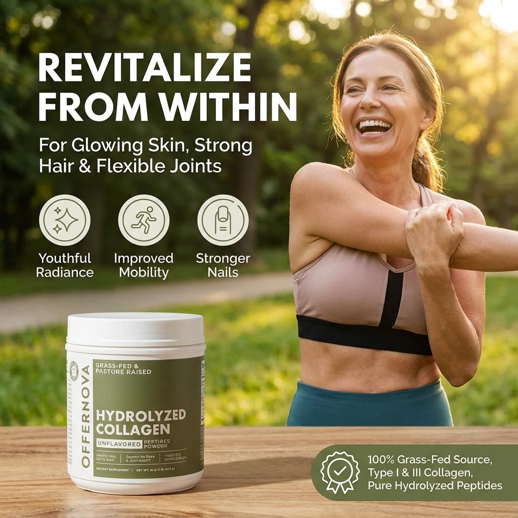 Offernova collagen hydrolyzed powder scoop for easy measurement.
