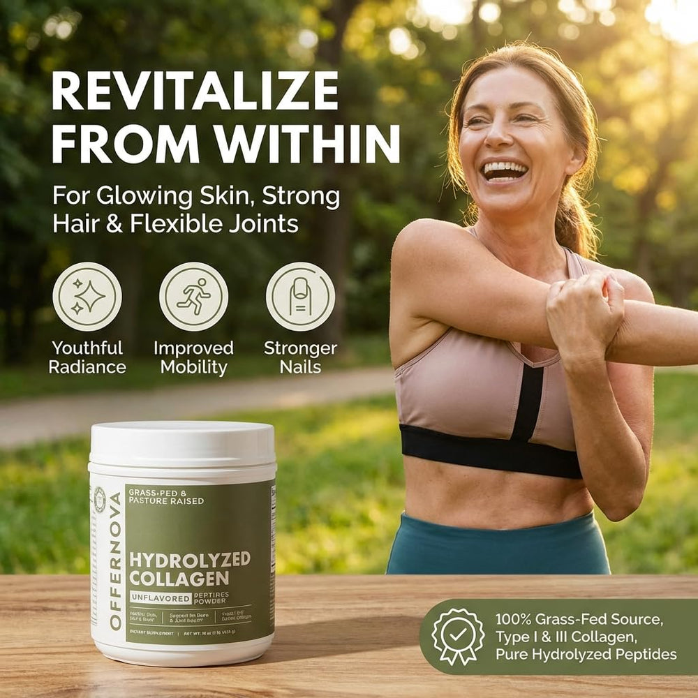 Offernova collagen hydrolyzed powder scoop for easy measurement.