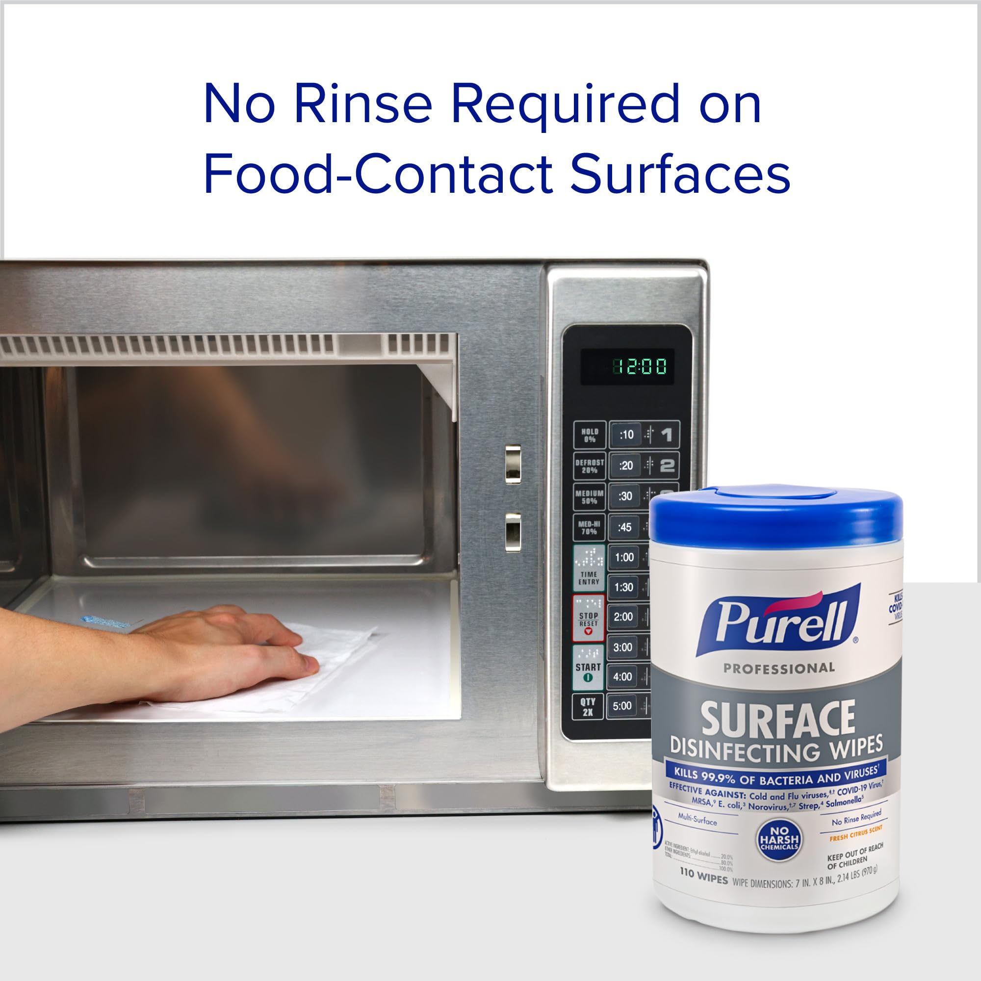 Office desk being cleaned with Purell professional wipes