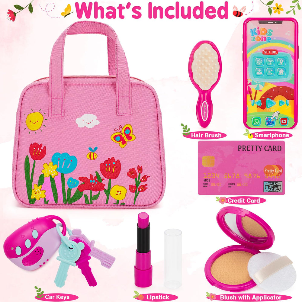 Officygnet purse hair-brush invites caring routines and fashion-forward pretend styling.