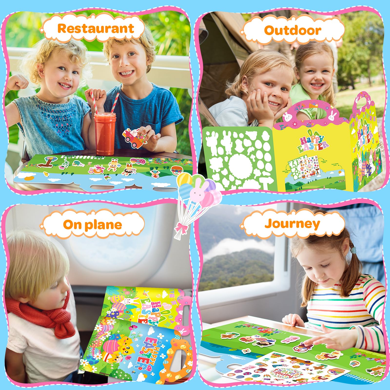 Officygnet reusable sticker book with a convenient handle for travel fun.