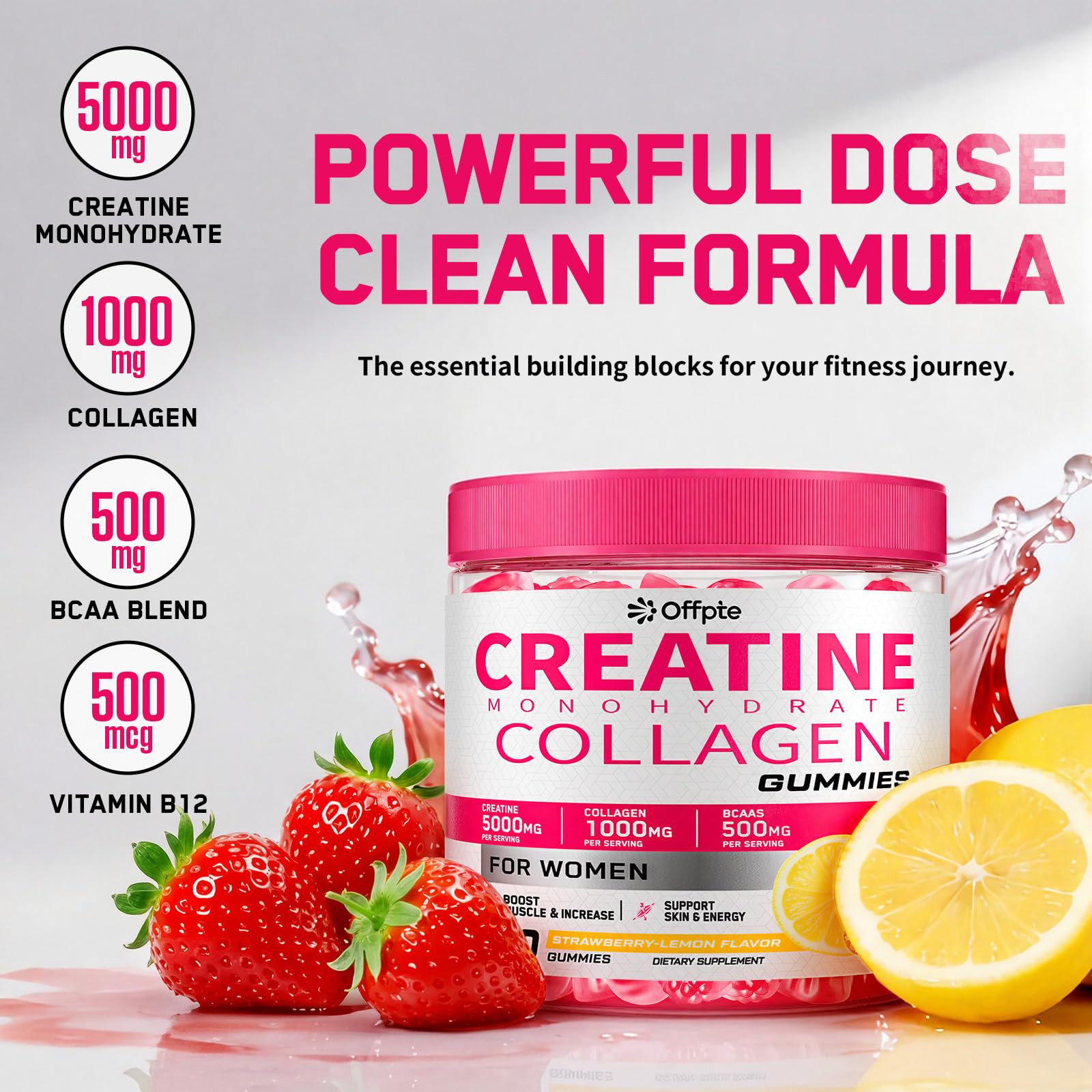 OFFPTE Creatine gummies close-up showing chewy texture without chalk