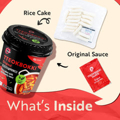 O’Food Spicy Cup Tteokbokki ready in 3 minutes, ideal for quick meals.