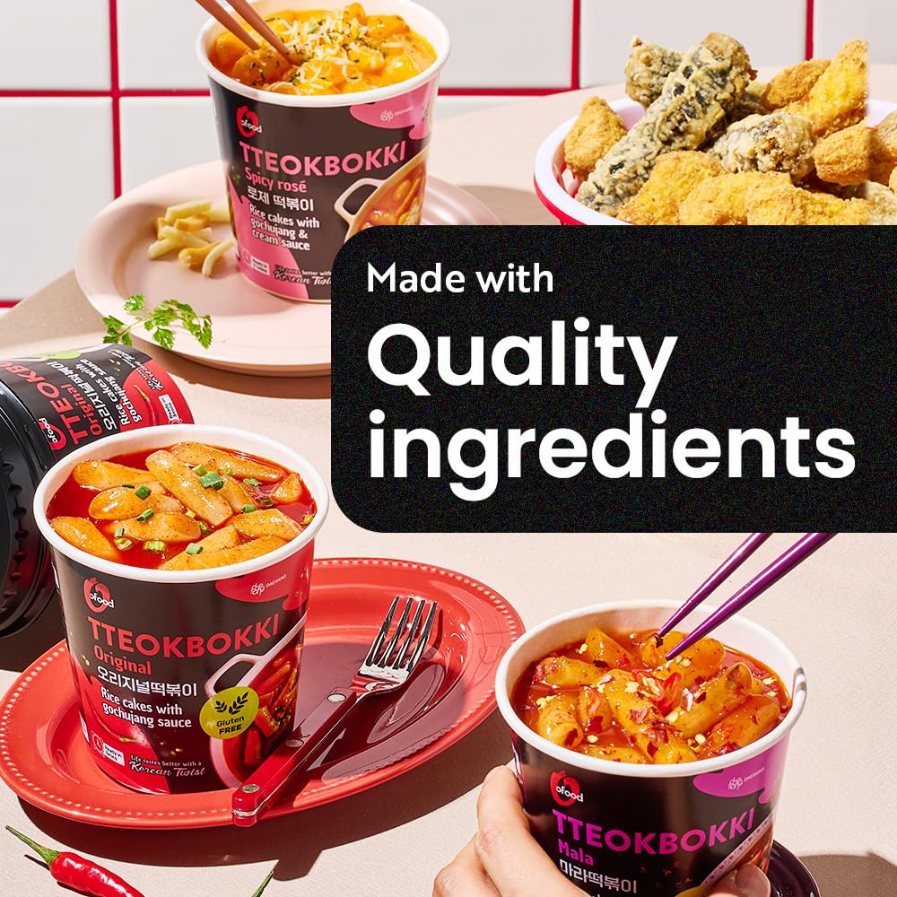 O’Food street-food-in-a-cup visual, portable spicy snack for on-the-go.