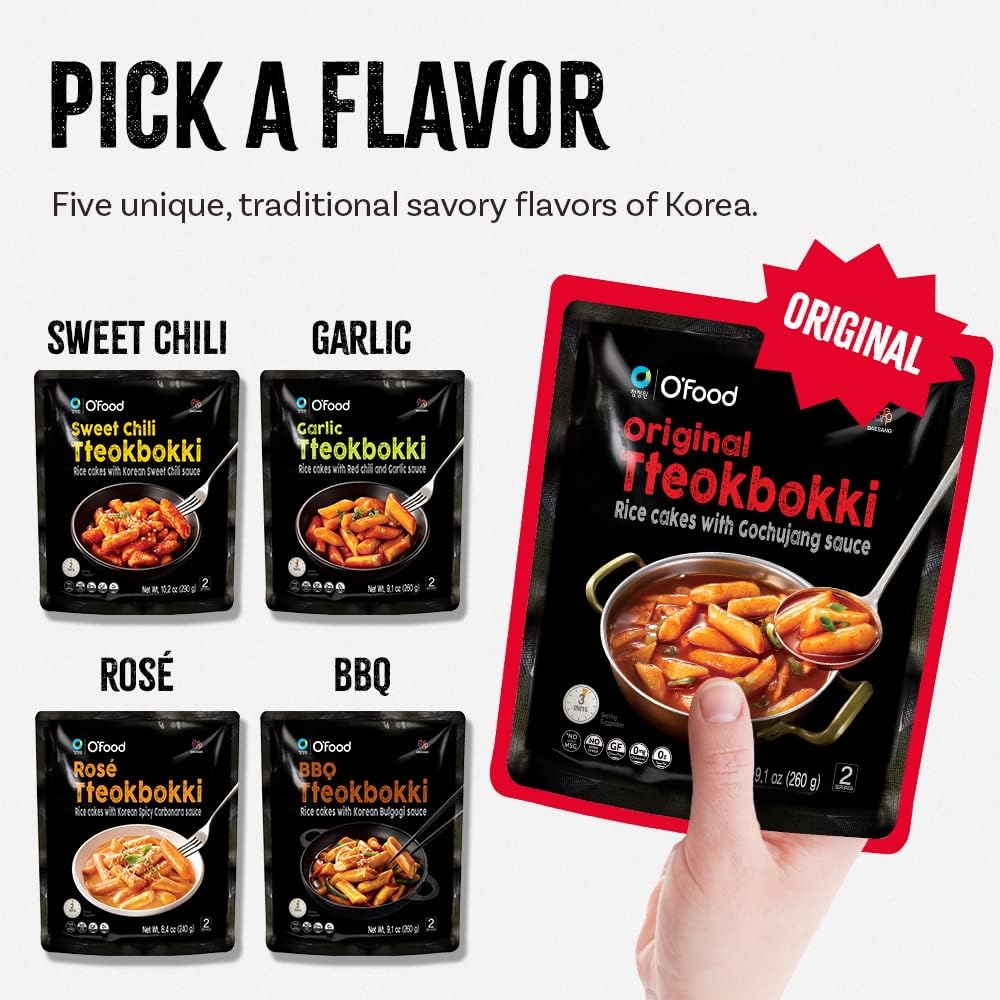 O’Food Tteokbokki ready-bowl image showing quick heat-and-serve meal