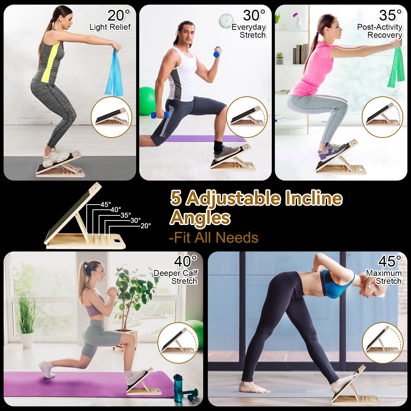 Ogurey Slant Board angled at 20-45° supports progressive calf work