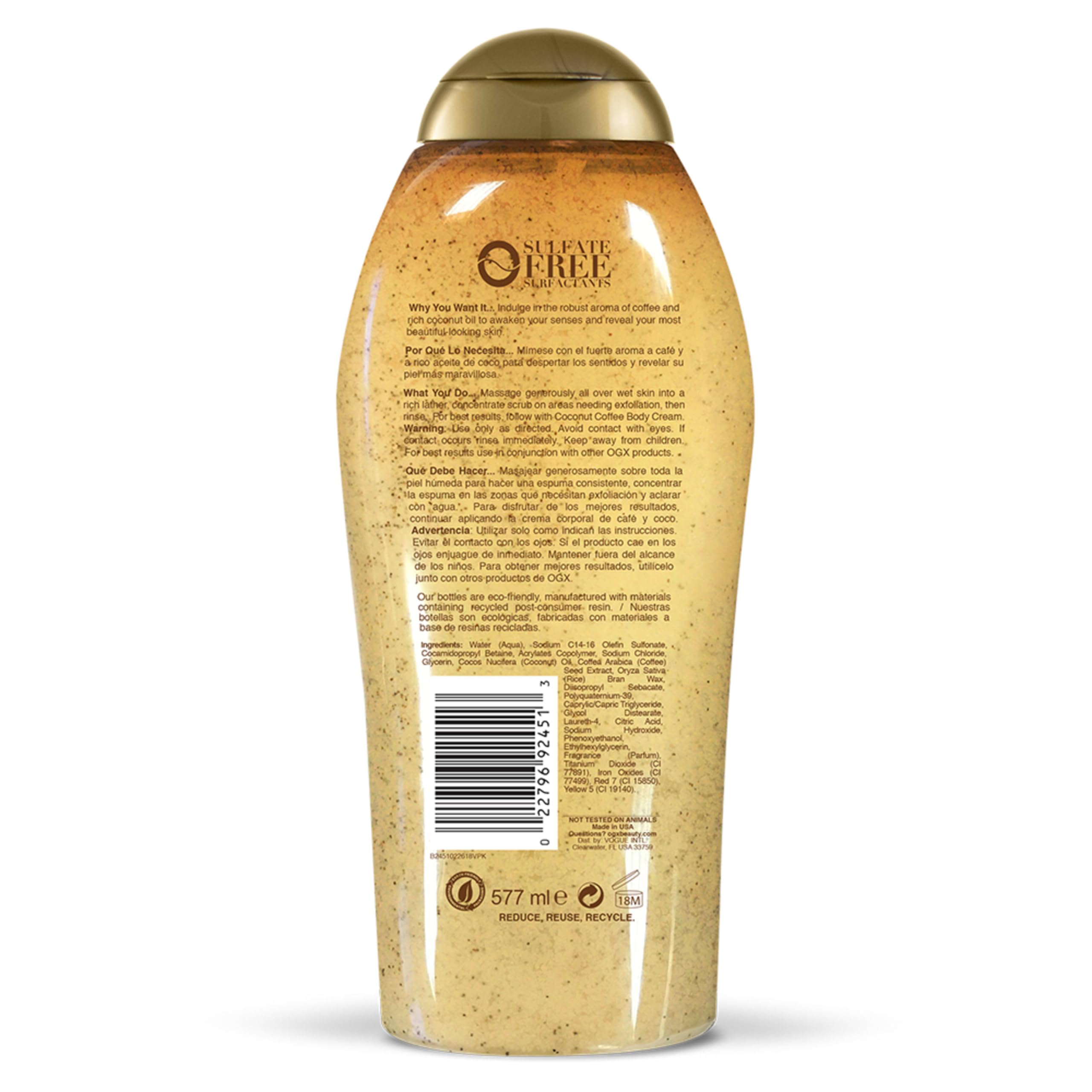 OGX coffee aroma spa-like morning ritual.