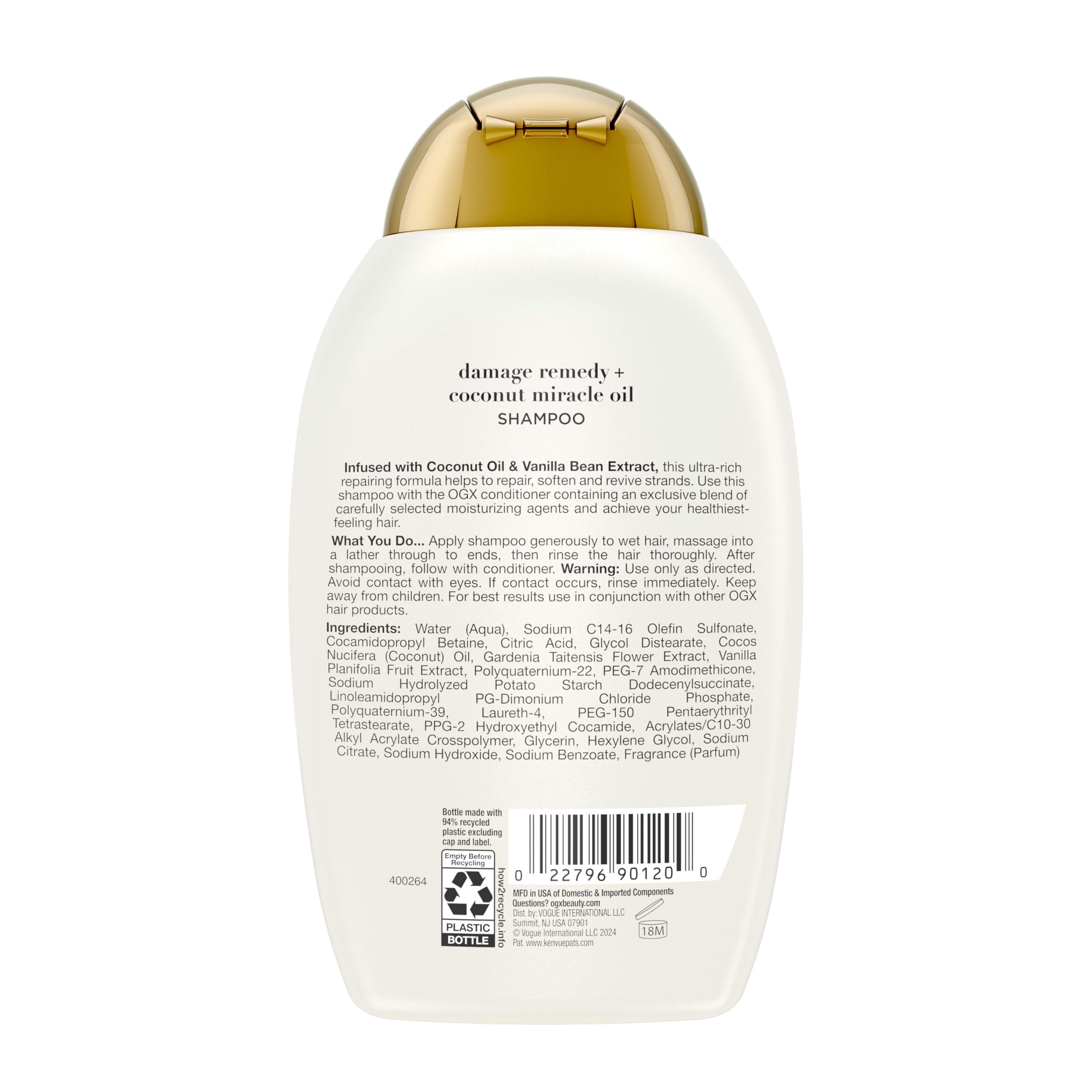 Perfumed coconut-vanilla scent enhances your shower experience