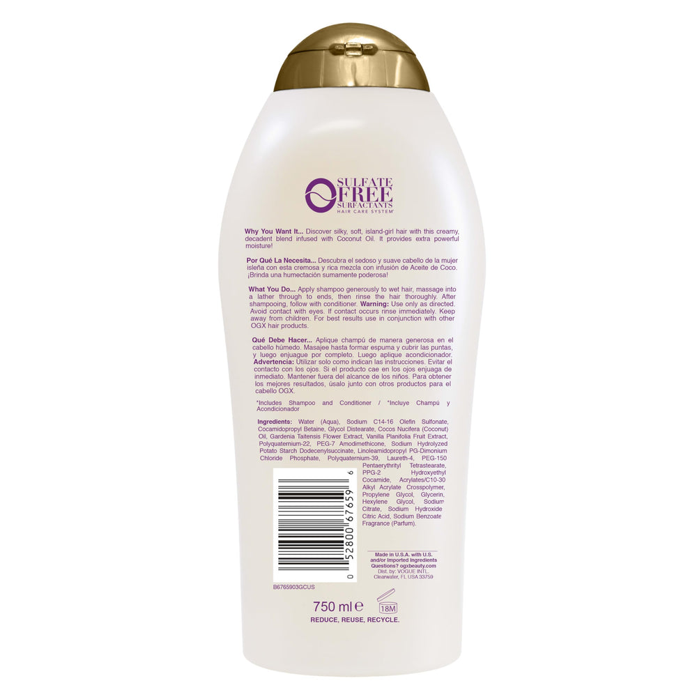 Post-use shine and softness visual of OGX Damage Remedy Coconut Miracle Oil Shampoo