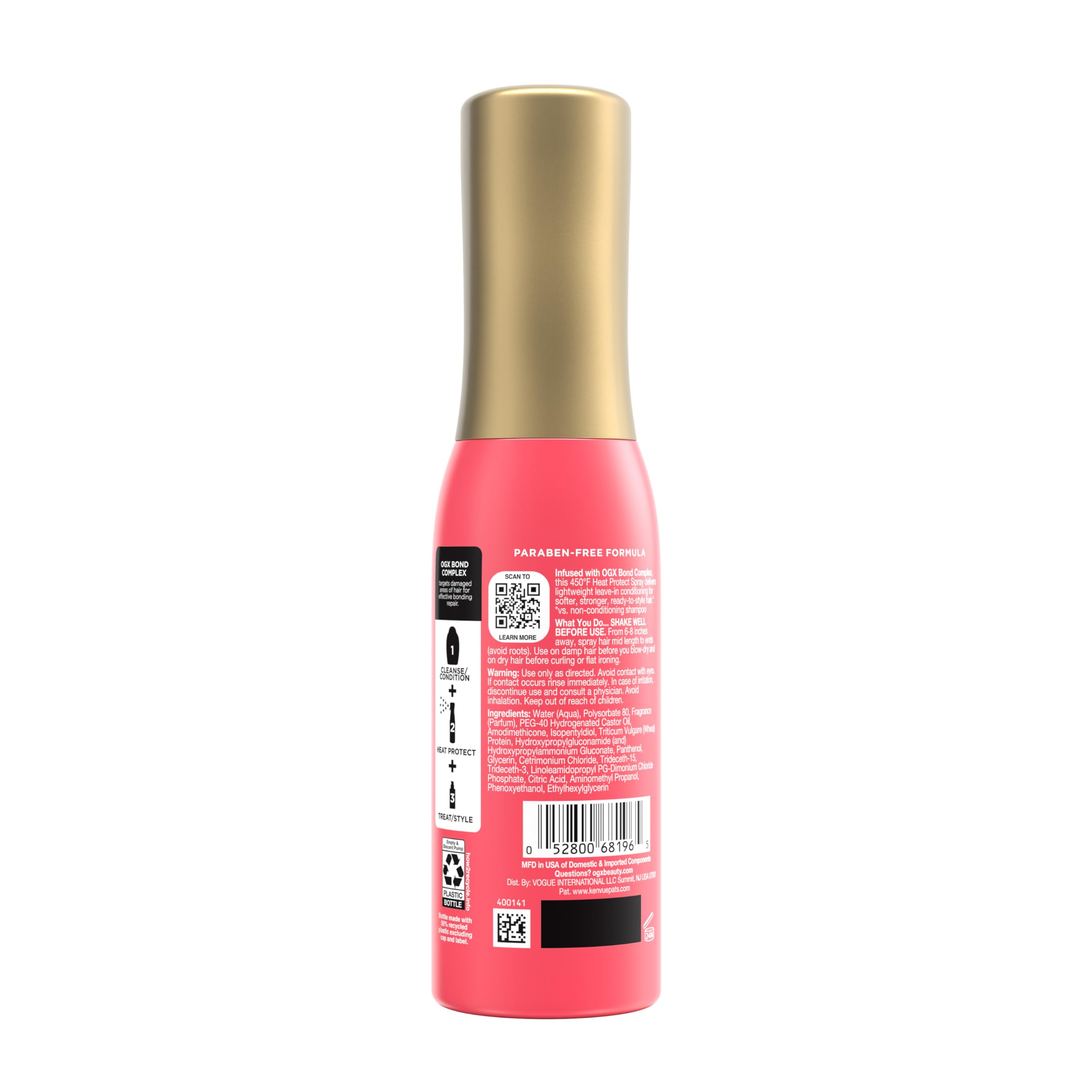 Hair after using OGX Repair & Protect bond spray showing smooth, shiny finish.