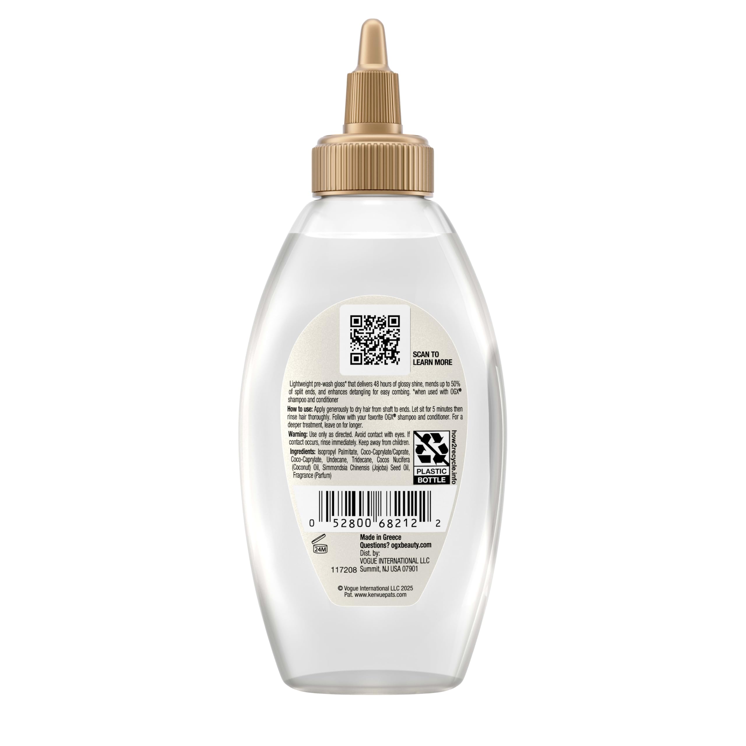 OGX Mirror Shine 4 oz bottle in bathroom setting.