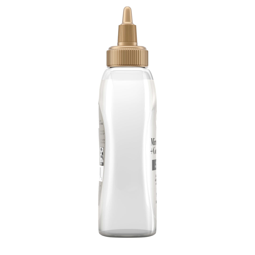 OGX Mirror Shine instructions show apply to dry hair and wait five minutes.