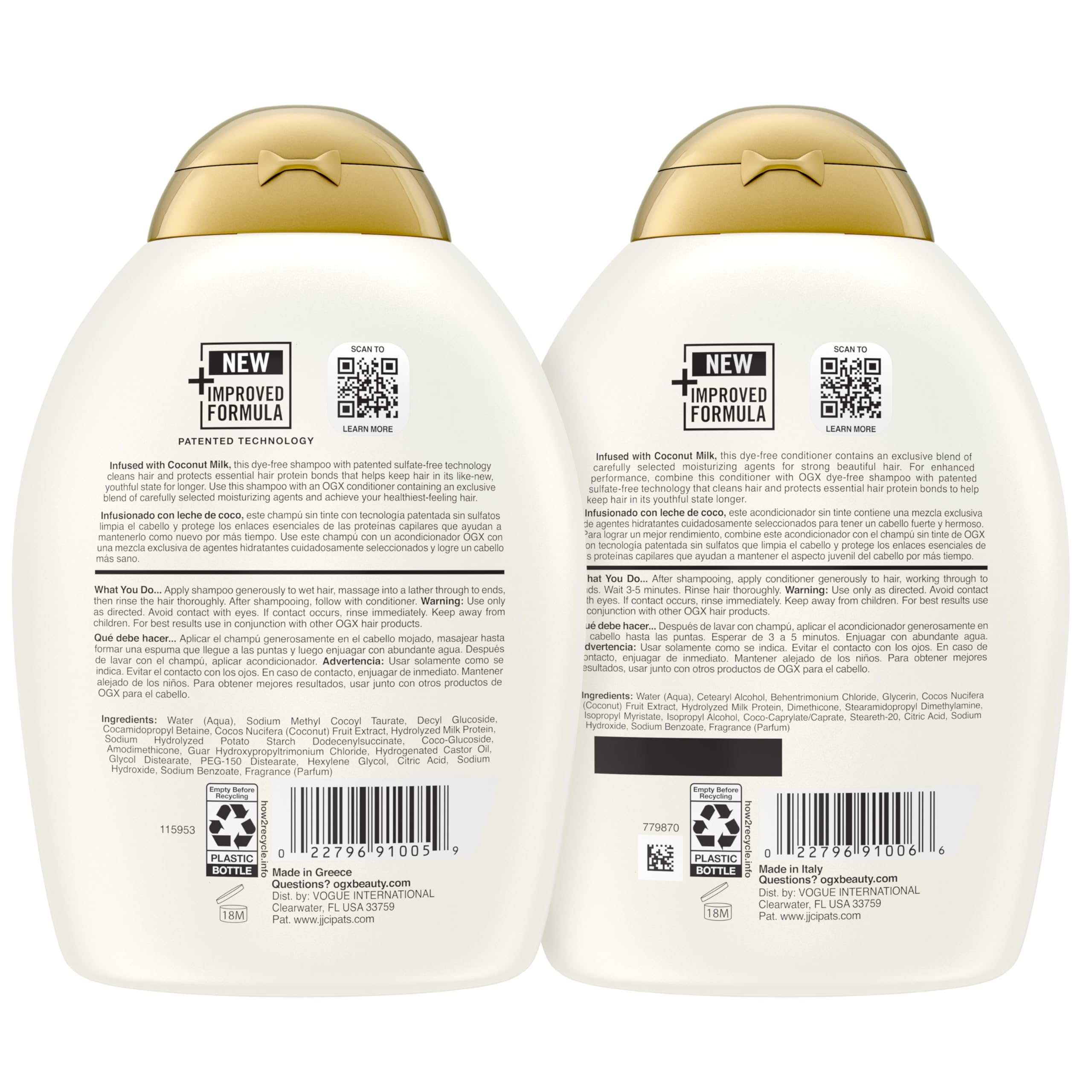 OGX Nourishing Coconut Milk packaging details note sulfate-free formula