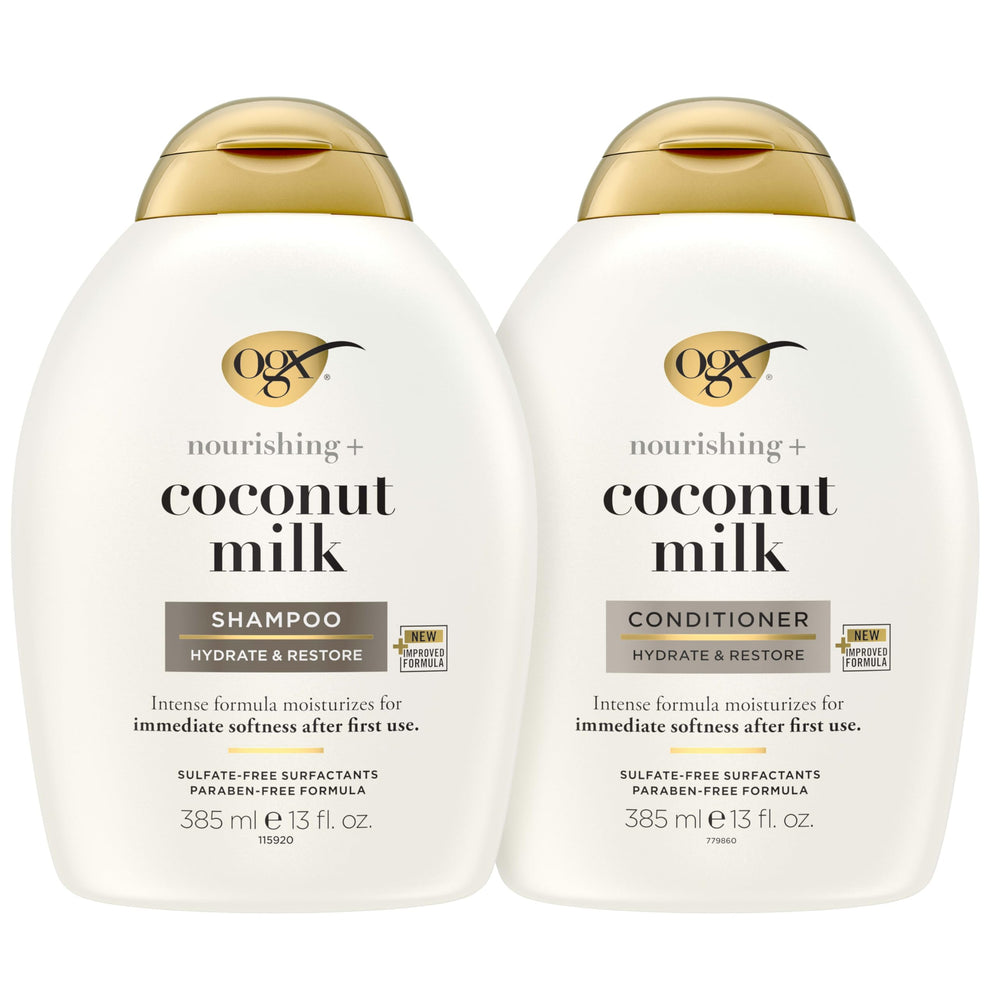 OGX Nourishing Coconut Milk shampoo lather highlighting gentle cleanse and moisture
