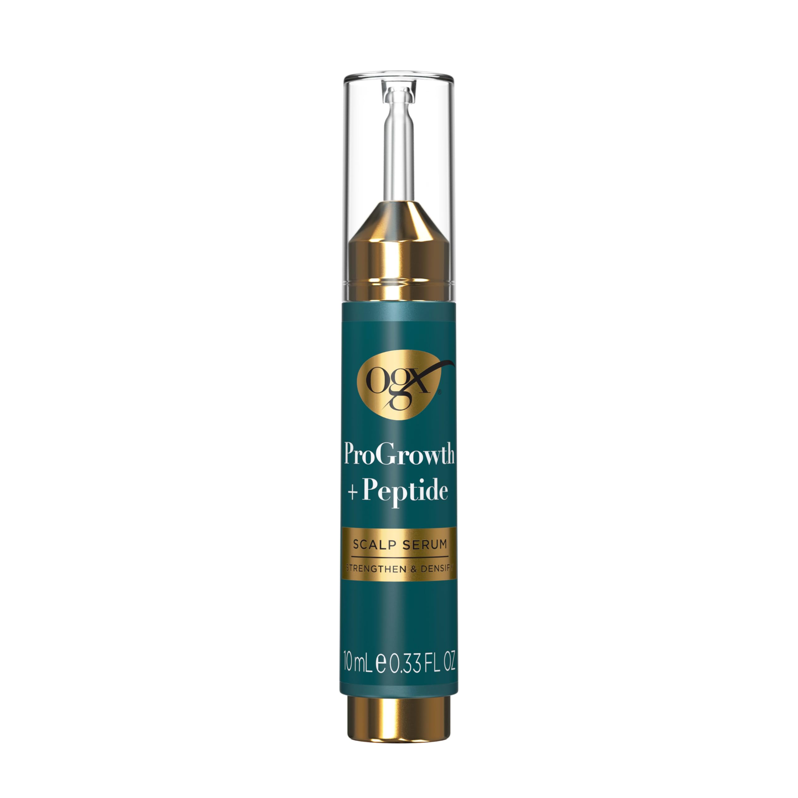 OGX ProGrowth Peptide Scalp Serum bottle for daily scalp hydration and root reinforcement