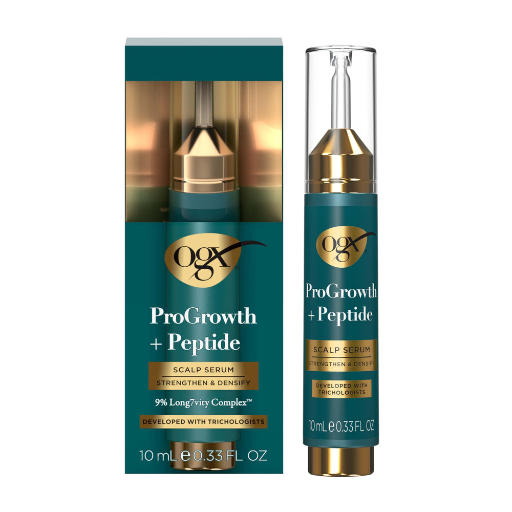 OGX ProGrowth Peptide Scalp Serum visual review of bottle