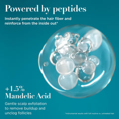 Close-up of lather showing mandelic acid exfoliation on the scalp.