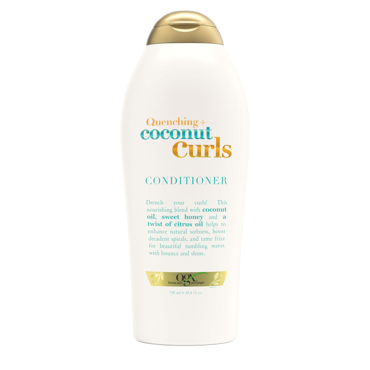 OGX Quenching + Coconut Curls bottle pour delivering detangling hydration