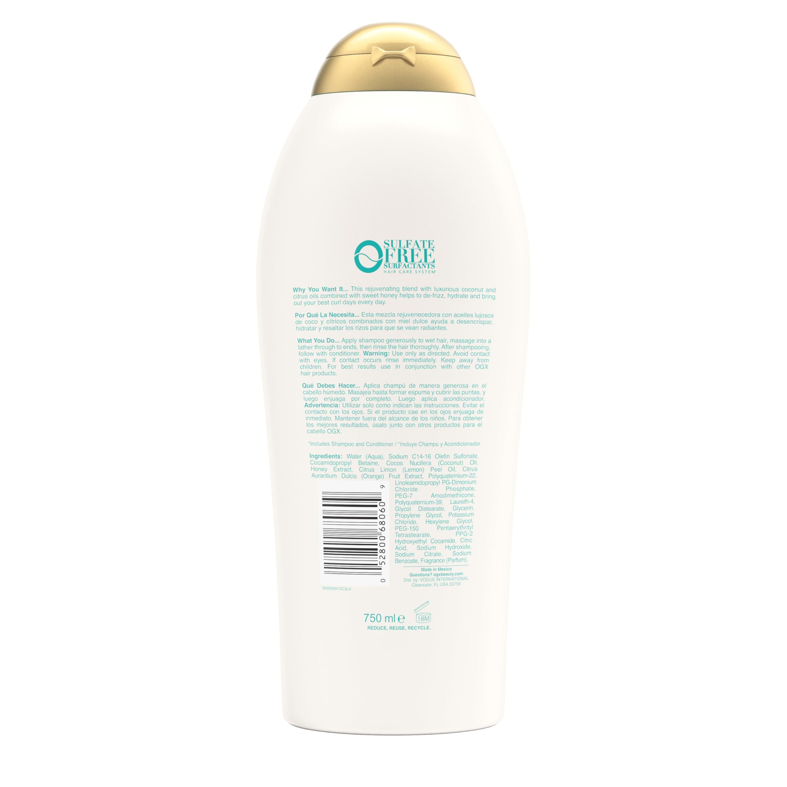 OGX Quenching + Coconut Curls Shampoo in bathroom setting for daily cleanse