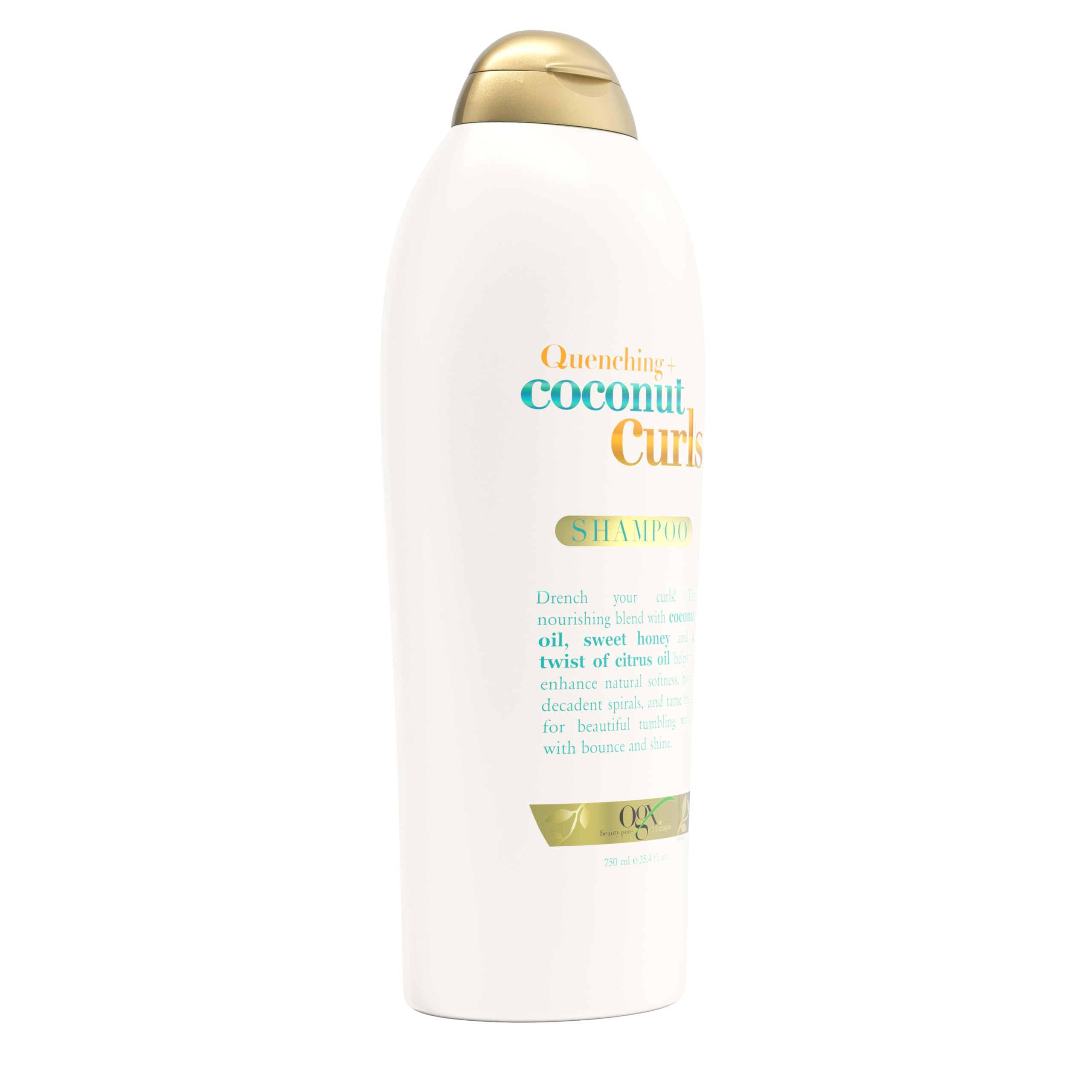 OGX Quenching + Coconut Curls Shampoo applied to wet hair for smoothness