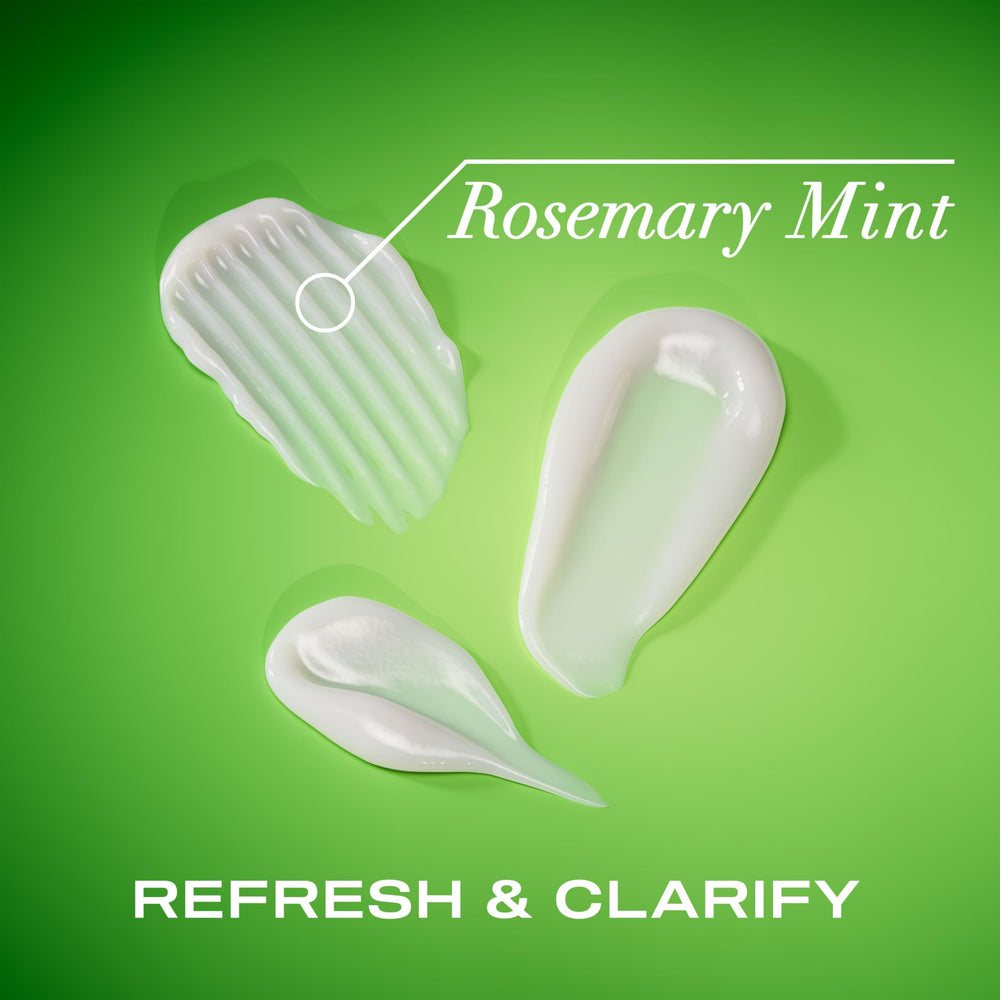 OGX Rosemary Mint conditioner witch hazel bottle highlights gentle cleansing