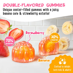 OH MY CHEWY gummies close-up showing fruity texture for kid-friendly supplement.