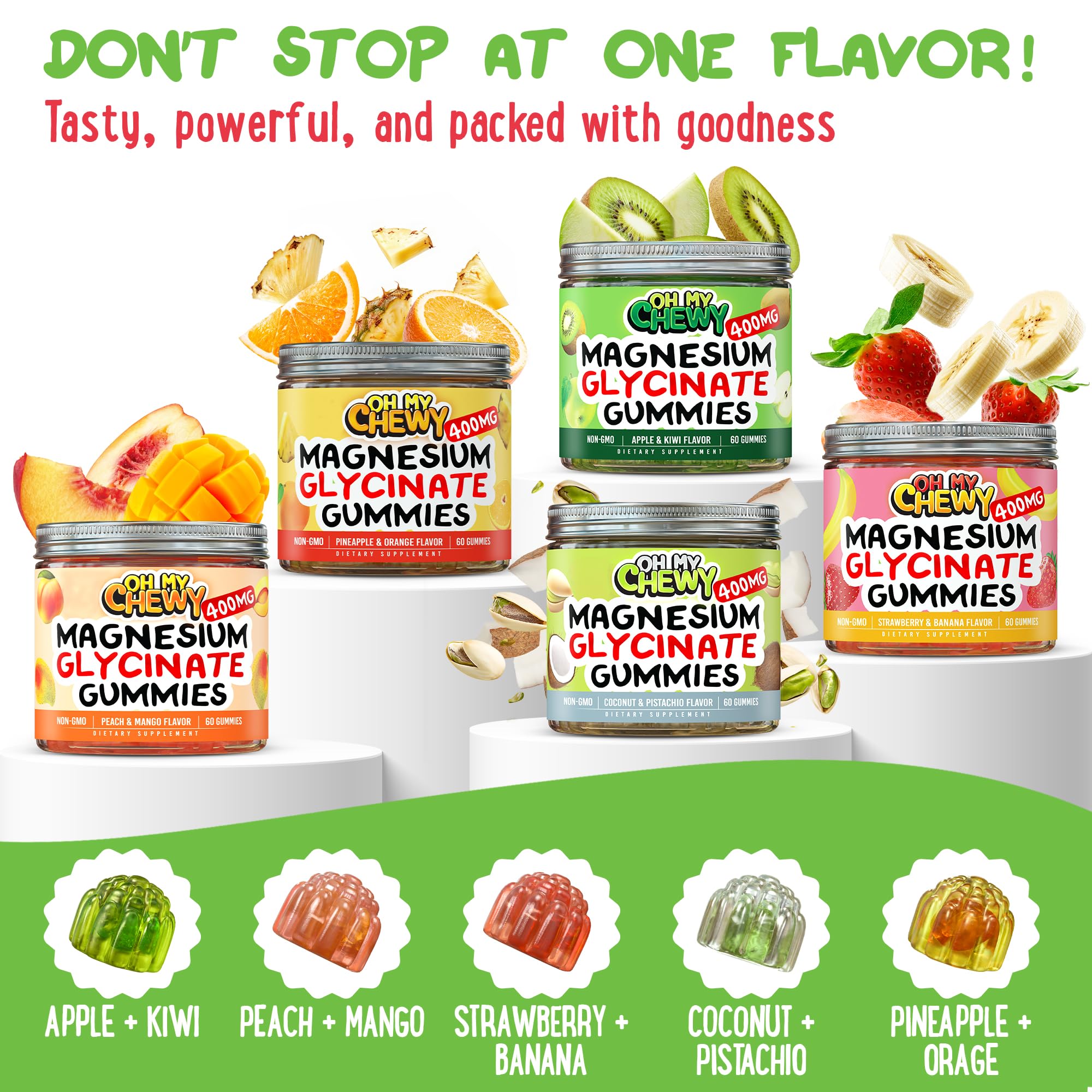 OH MY CHEWY easy daily routine gummies image illustrating mess-free chew format.