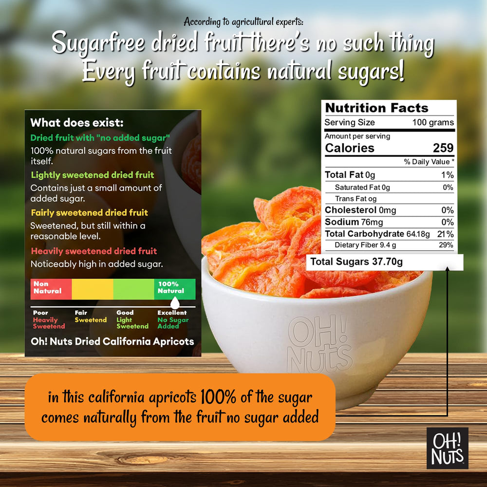 Close-up texture of Oh! Nuts Dried Apricots California highlights chewy fruit
