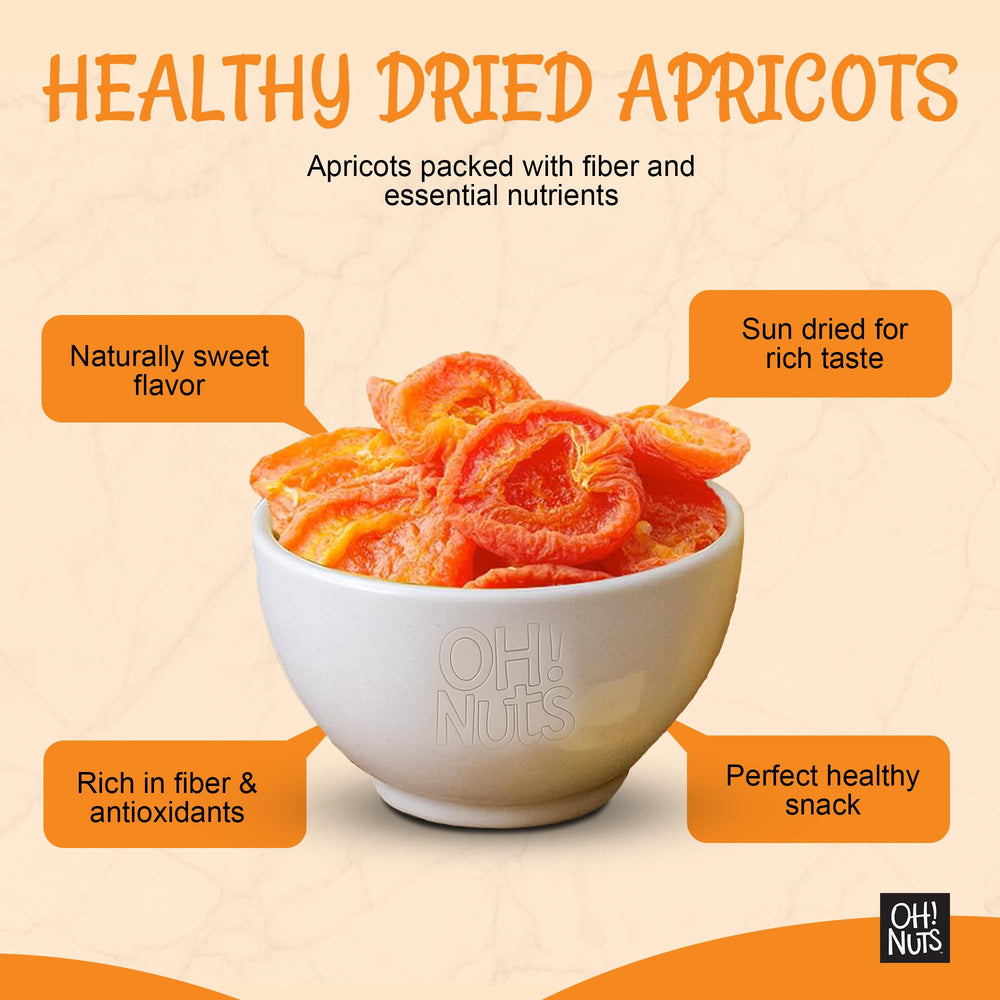 Serving bowl with Oh! Nuts Dried Apricots California for cereals and desserts