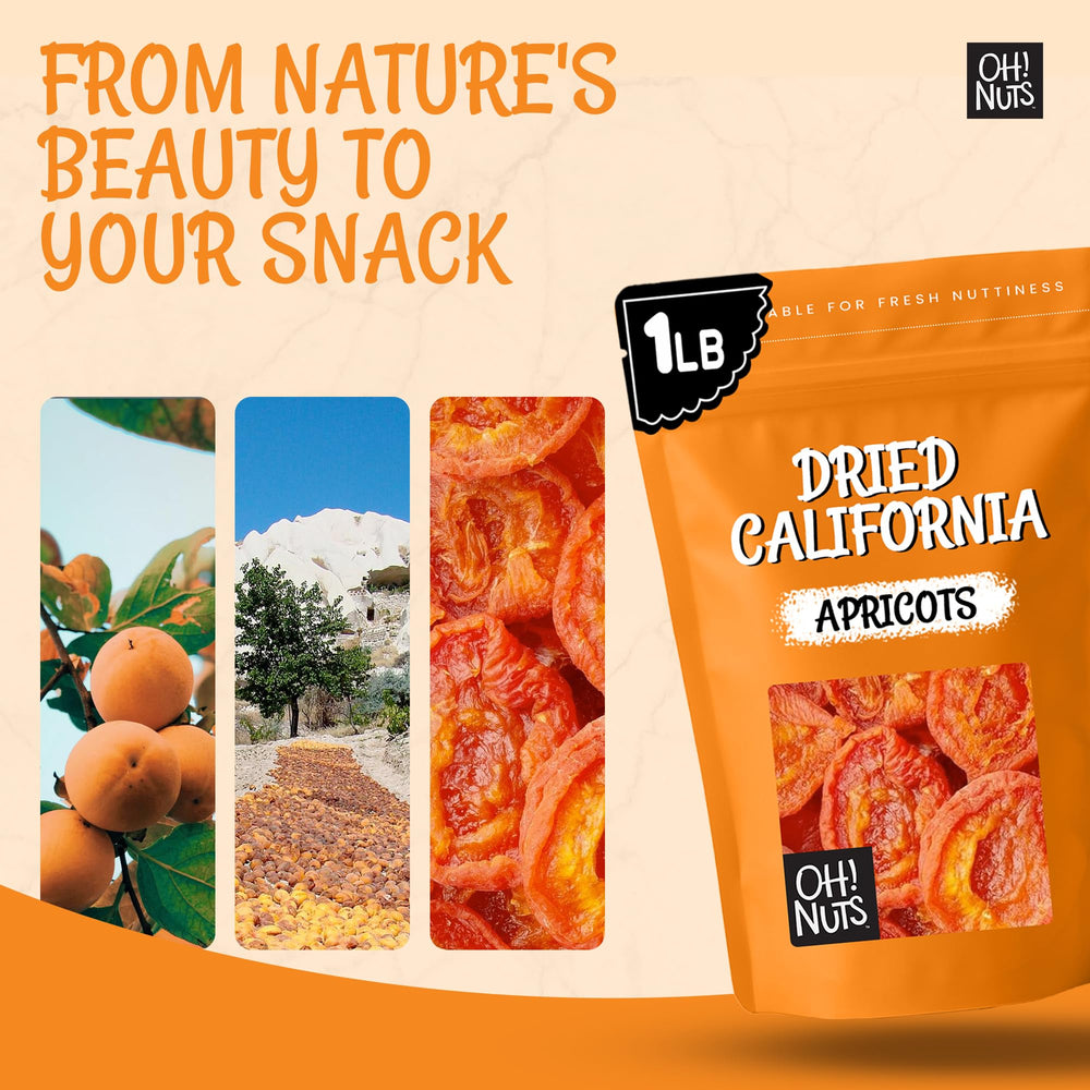 Oh! Nuts Dried Apricots California zip-seal bag preserves freshness