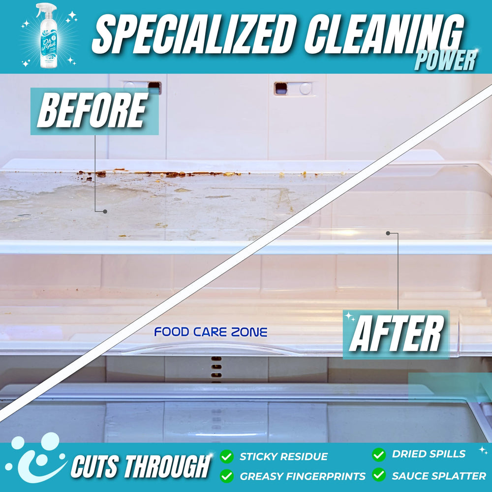 Oh Yuk Fridge Cleaner applies a mist for quick cleanup.