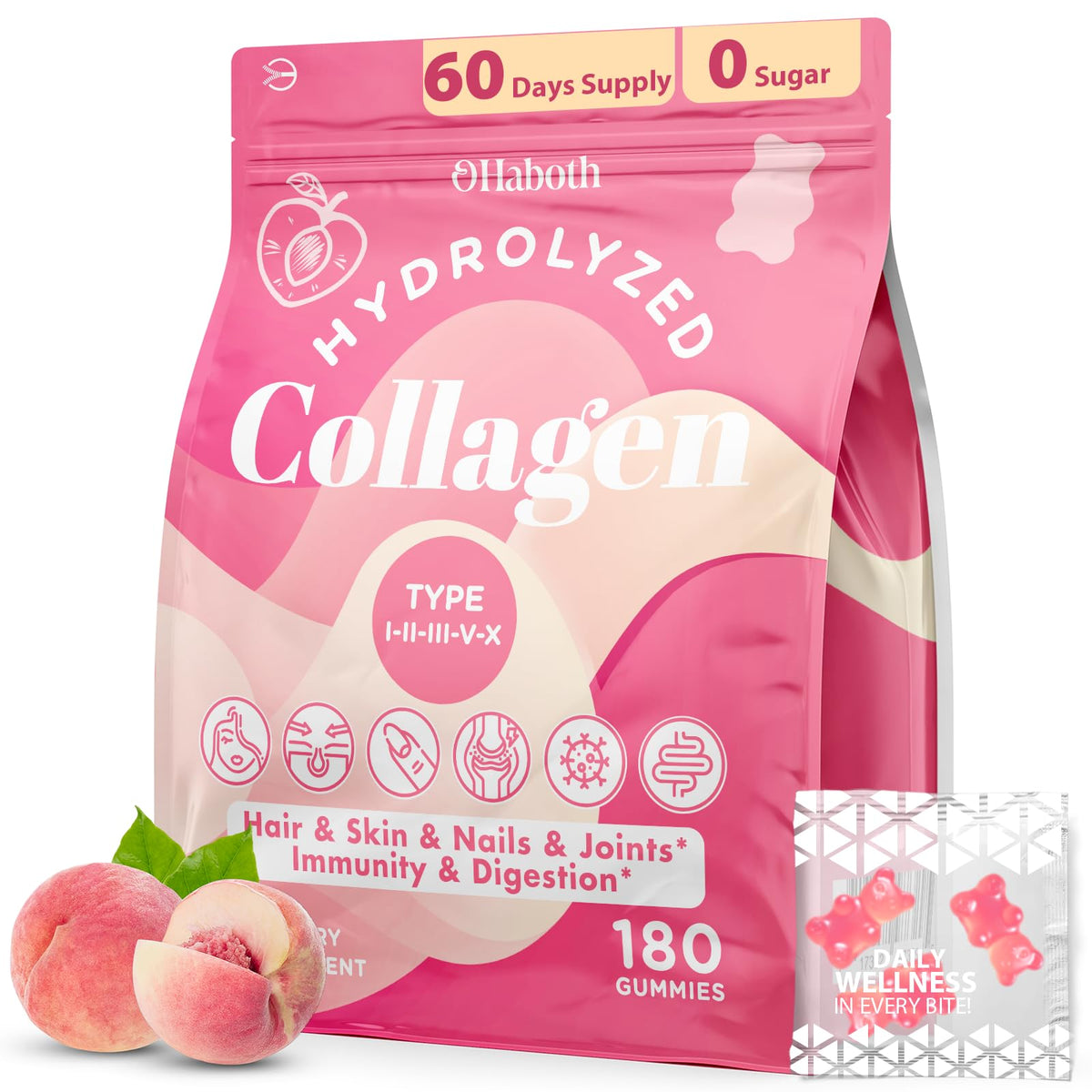 OHaboth Collagen Gummies for Women bottle view showing convenient daily hydration support.