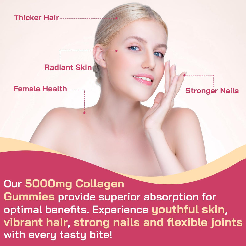 OHaboth Collagen Gummies ingredients list featuring bamboo silica and antioxidants for skin health.