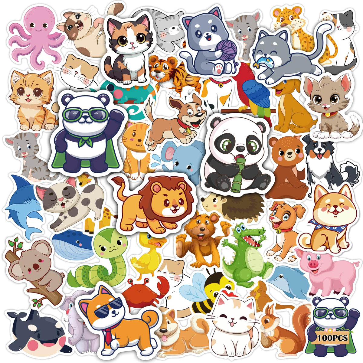 OHHOME cute animal water bottle stickers with bright, durable designs for kids.