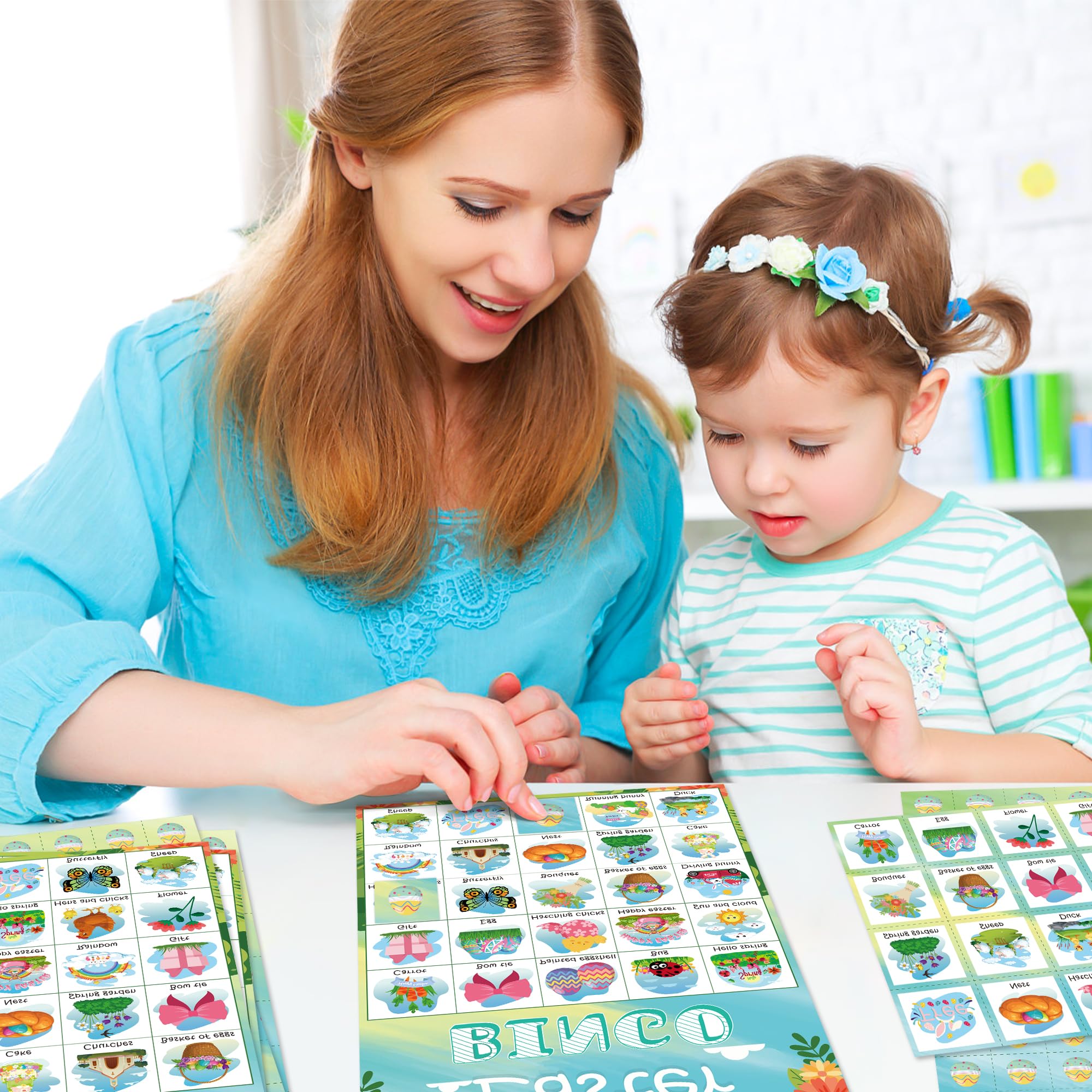 OHHOME Easter bingo cards with dotted cut lines for easy setup.