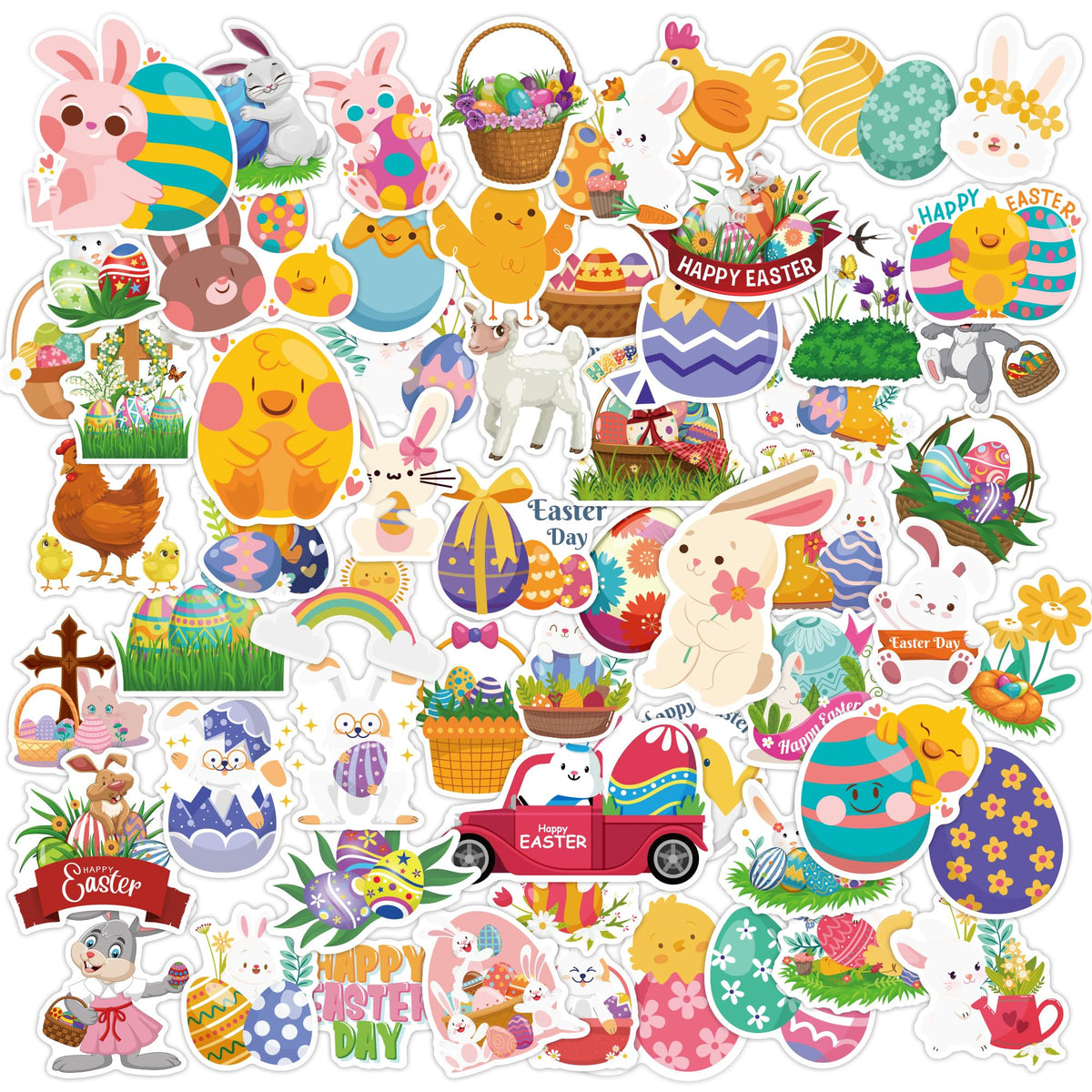 OHOME Easter stickers featuring eggs and bunnies for imaginative kid crafts and gifts.