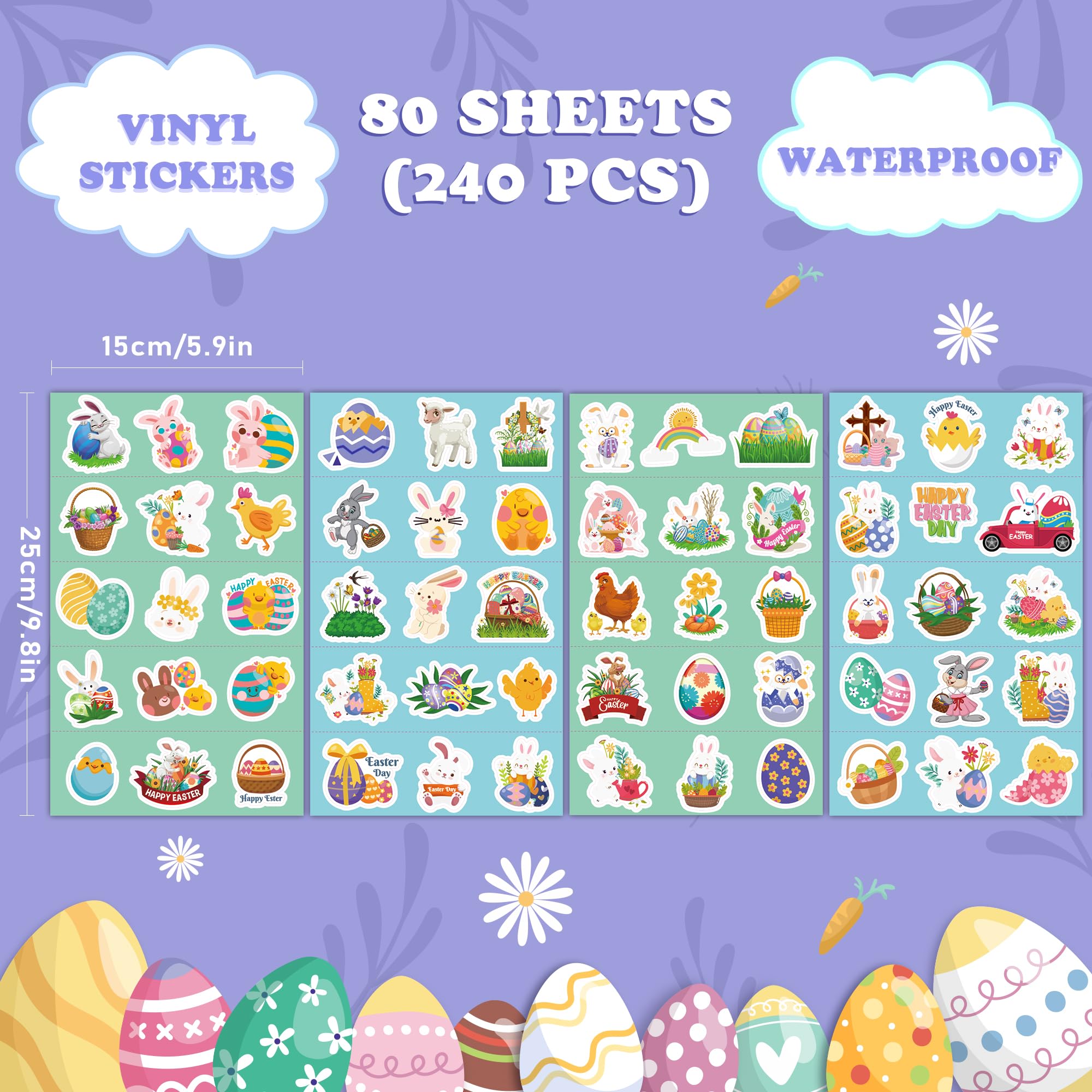 OHOME Easter stickers with flower patterns for playful cards and party favors.