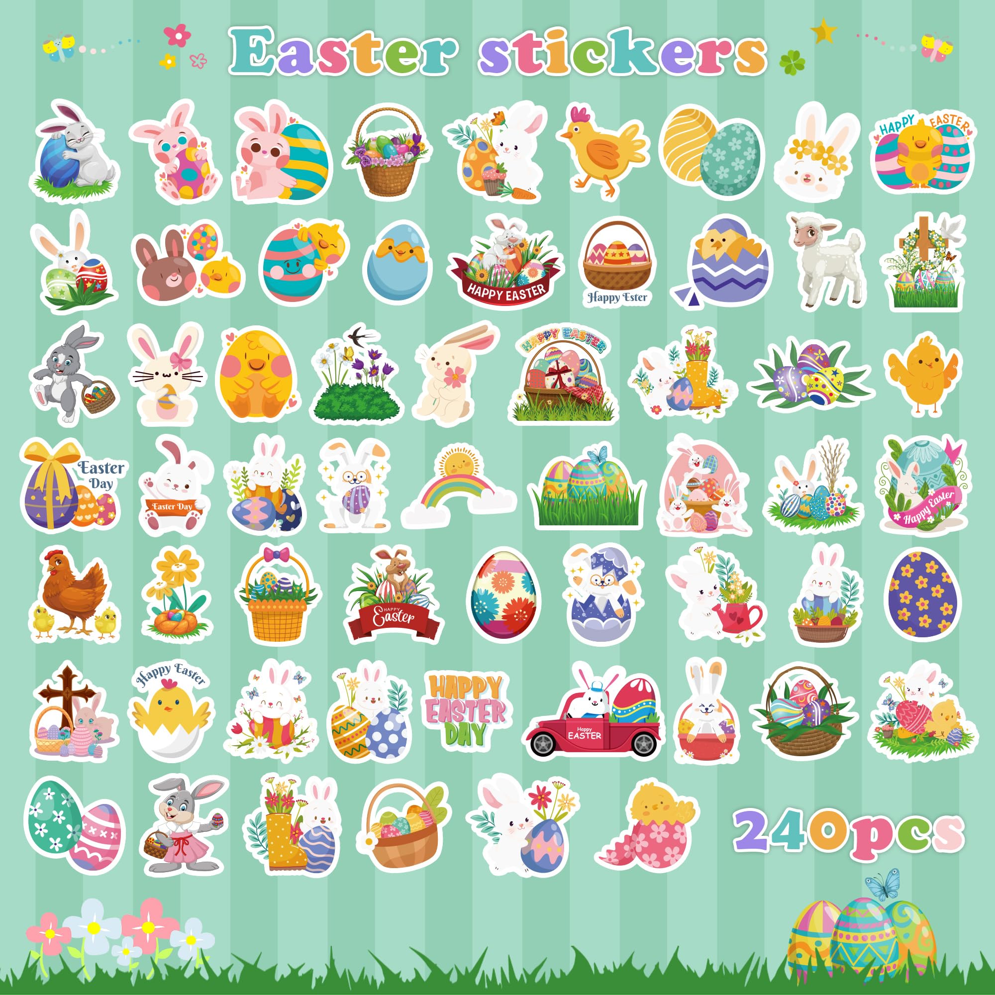 OHOME Easter stickers featuring Happy Easter quotes for greeting cards.